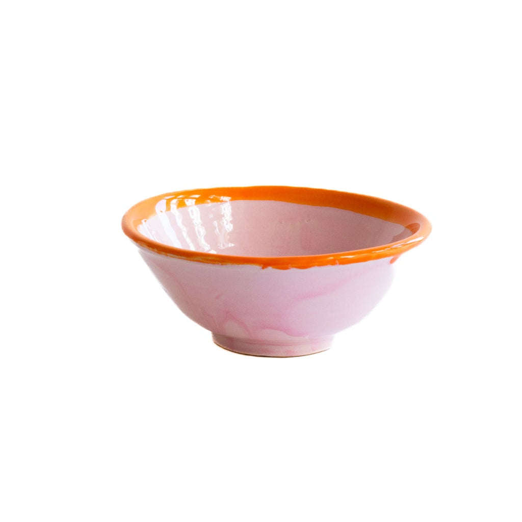 Bol de cerámica artesanal 'Inés' rosa y naranja