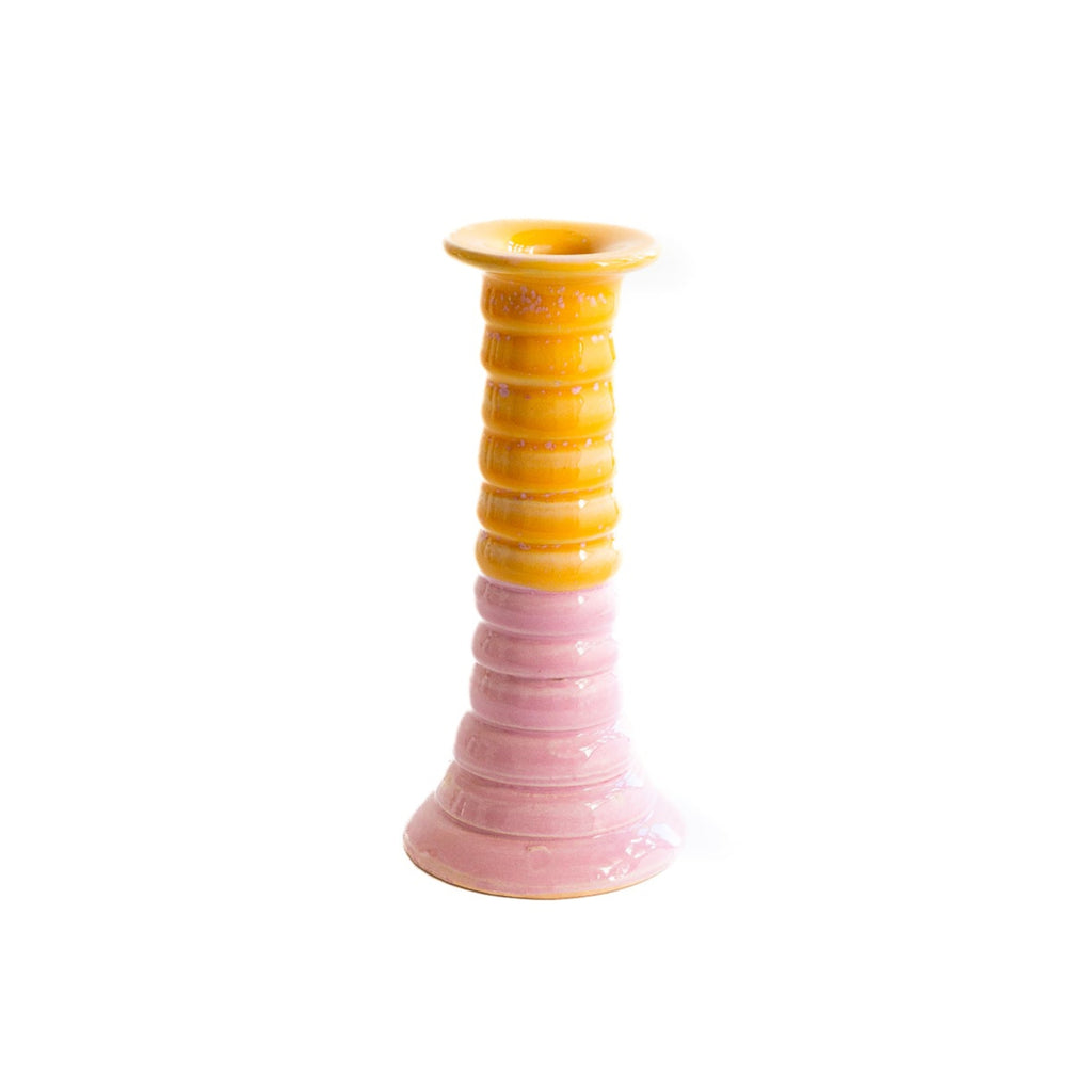 Candelabro 'Luis’ rosa claro y amarillo