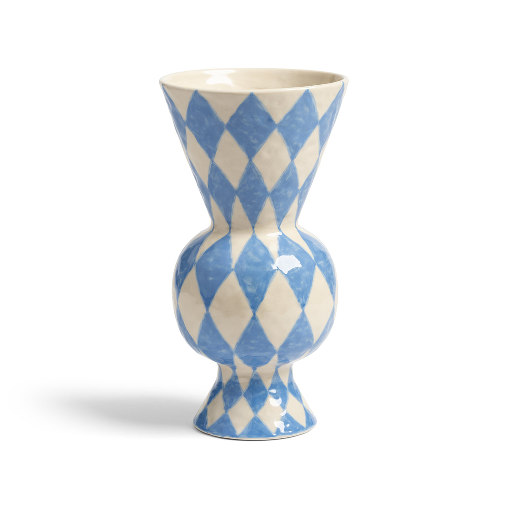 Jarrón 'Alicia' de rombos azul