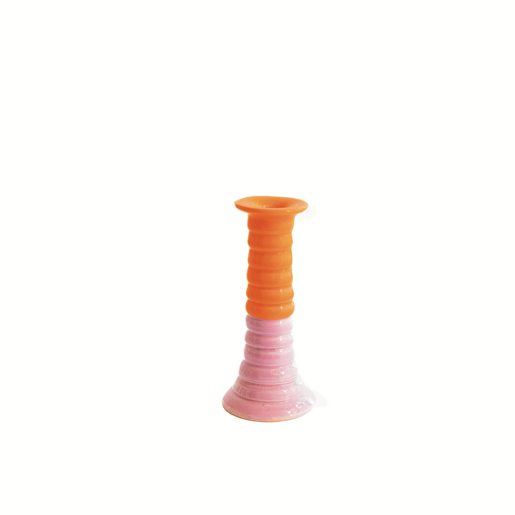 Candelabro 'Marcelo’ rosa claro y naranja