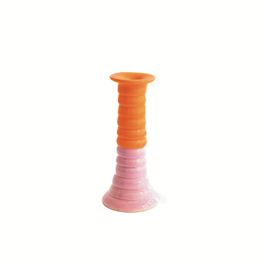 Candelabro 'Marcelo’ rosa claro y naranja