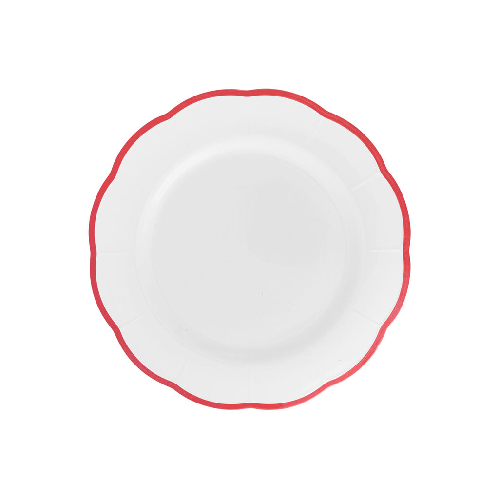 Plato de postre onditas con filo rojo