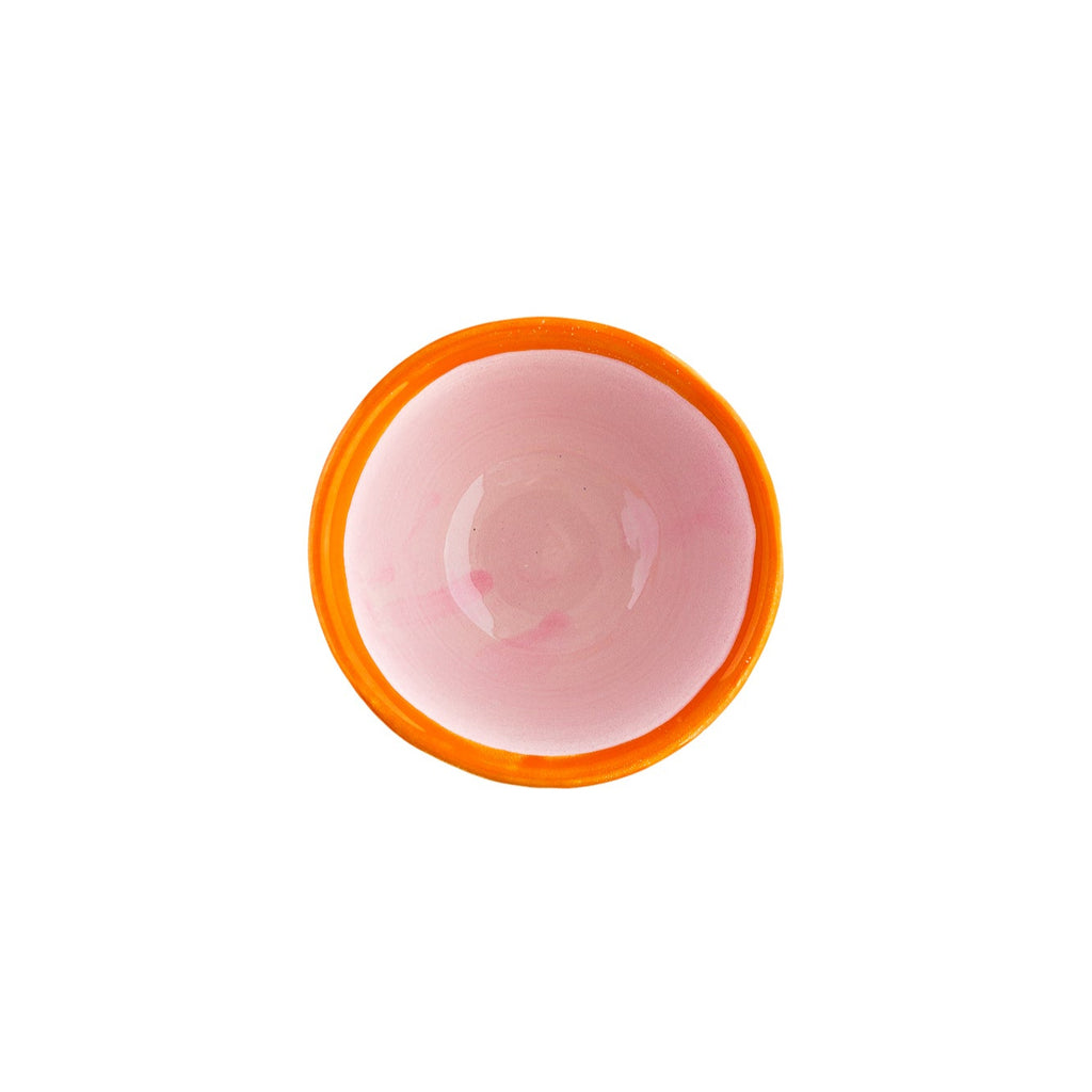Bol de cerámica artesanal 'Inés' rosa y naranja