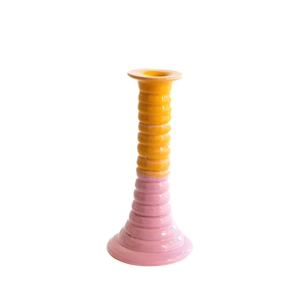Candelabro 'Marcelo’ rosa claro y amarillo