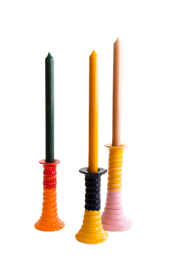 Candelabro 'Marcelo’ rosa claro y naranja