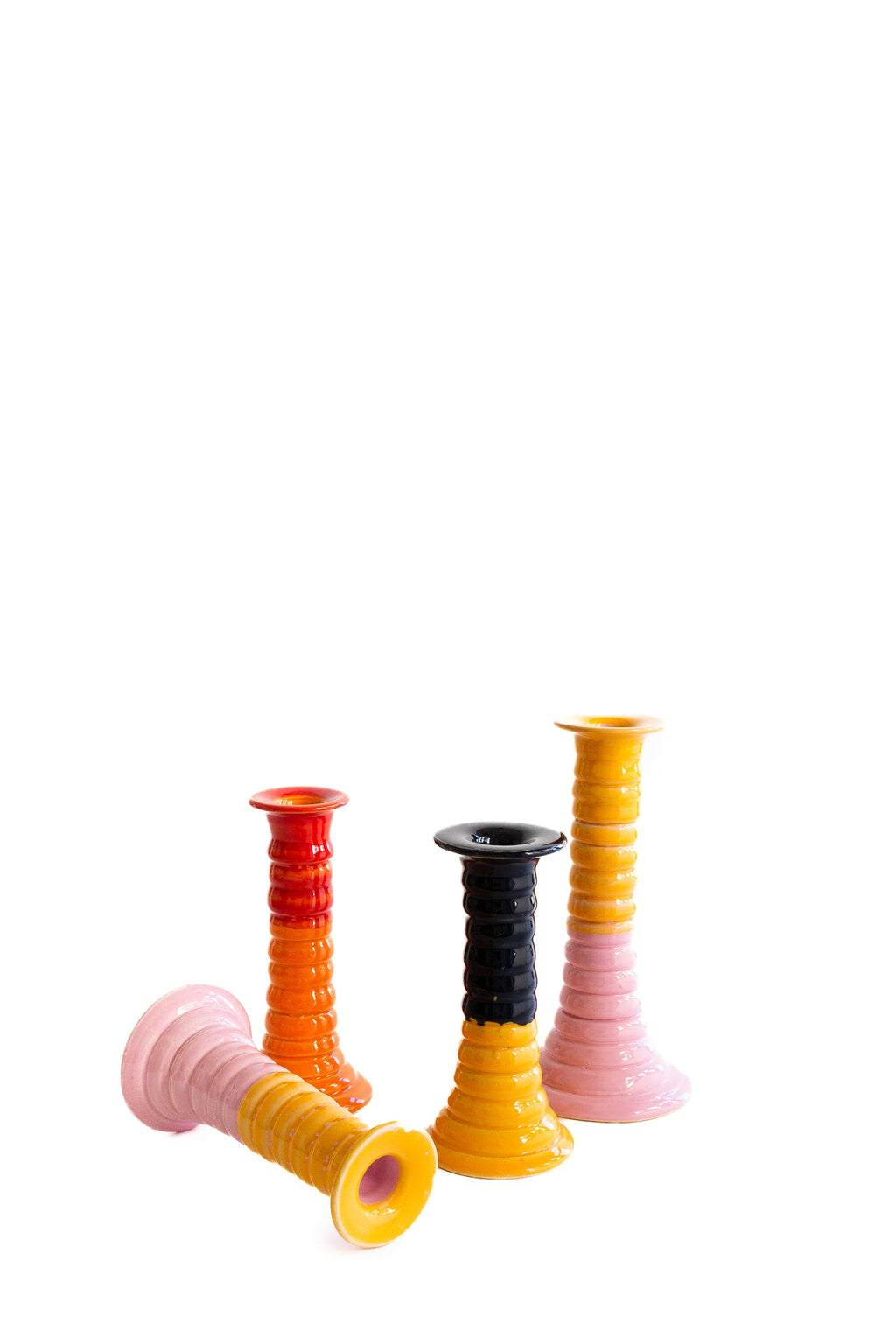 Candelabro 'Marcelo’ naranja y rosa oscuro