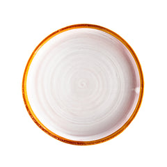 Plato grande de cerámica 'Ana' con filo naranja