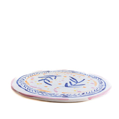 Fuente de cerámica artesanal 'Gabriela' azul y rosa