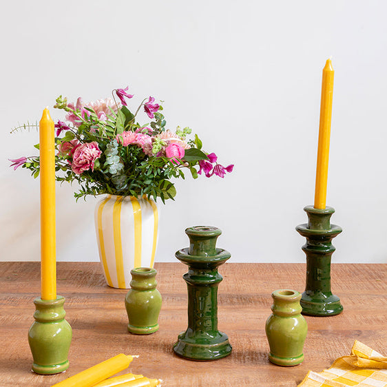 Candelabro ‘Dama’ de cerámica verde