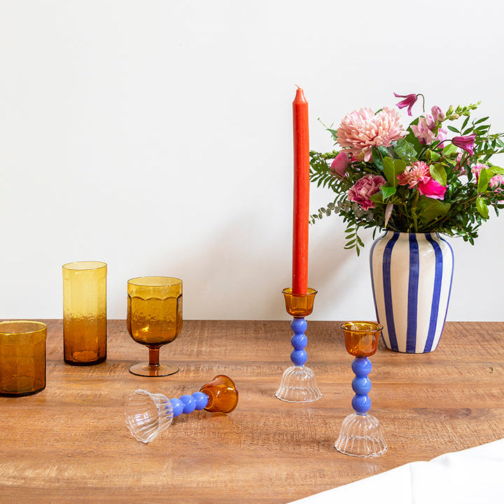 Portavelas de cristal 'tres esferas'