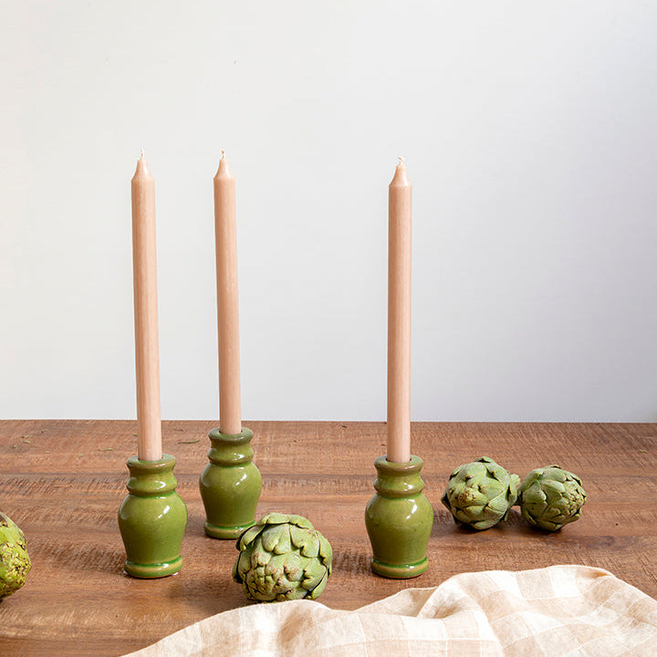 Candelabro ‘Peón’ de cerámica verde