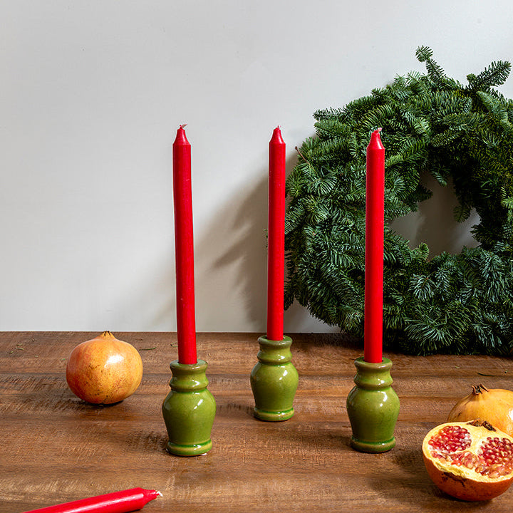 Candelabro ‘Peón’ de cerámica verde