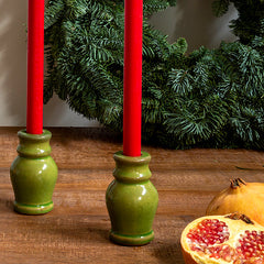 Candelabro ‘Peón’ de cerámica verde