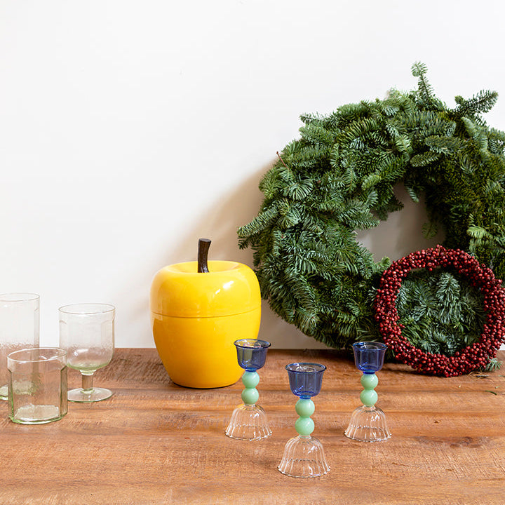 Portavelas de cristal 'dos esferas’