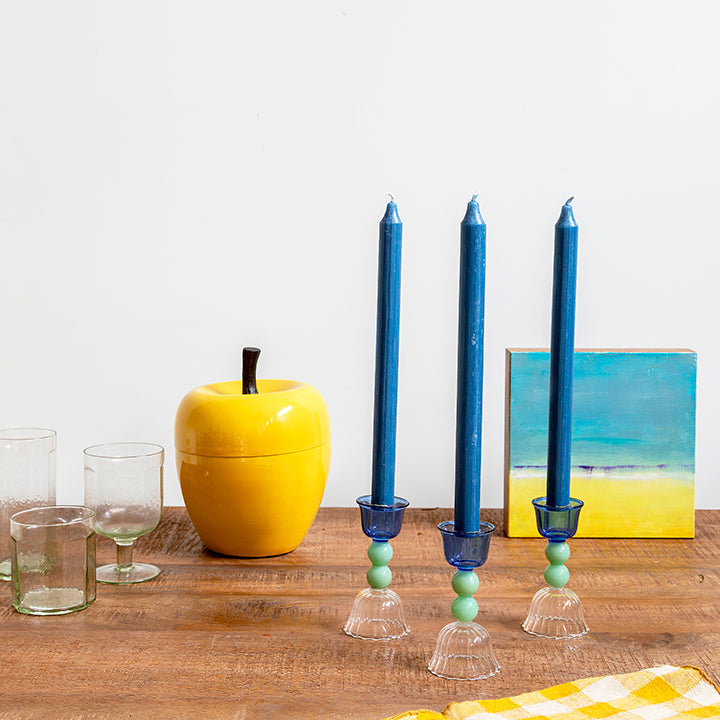 Portavelas de cristal 'dos esferas’