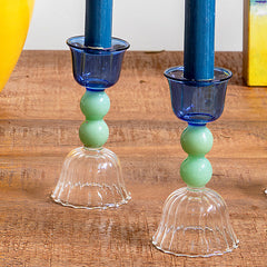 Portavelas de cristal 'dos esferas’