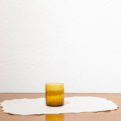 Juego de 6 vasos bajos de vidrio ámbar martillado