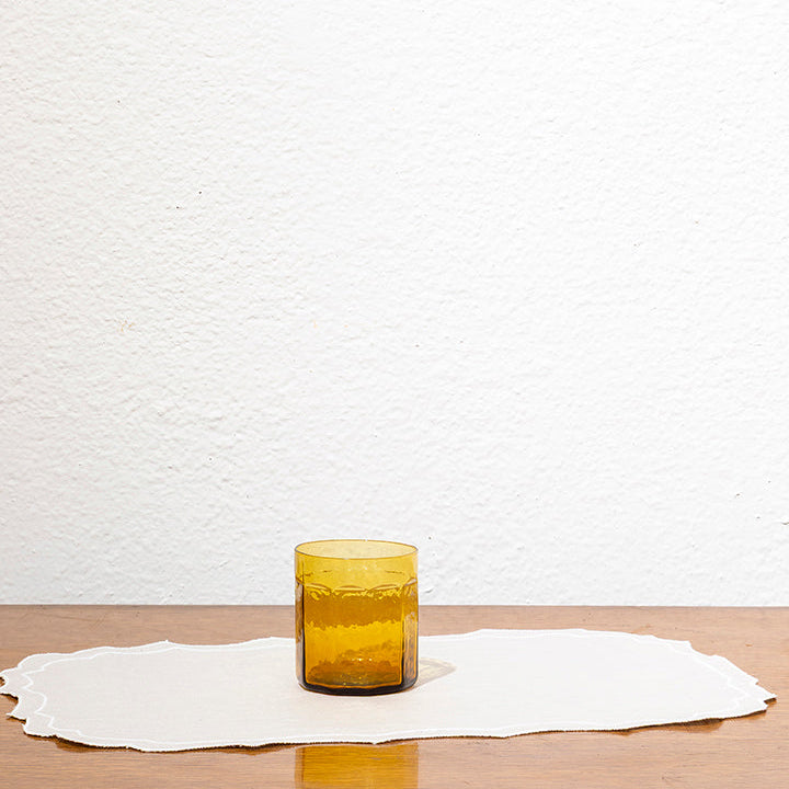 Juego de 6 vasos bajos de vidrio ámbar martillado