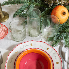 Juego de 6 copas de vidrio martillado transparente