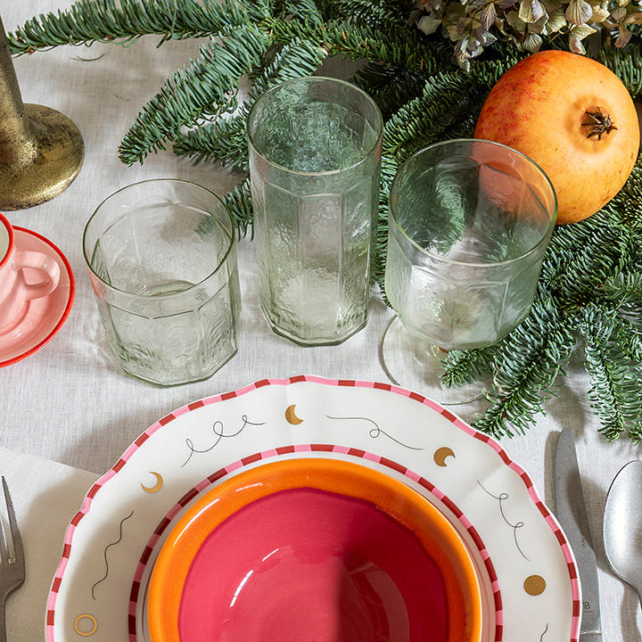 Juego de 6 copas de vidrio martillado transparente