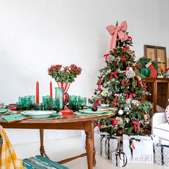 Juego de 6 vasos bajos de vidrio verde martillado pequeños