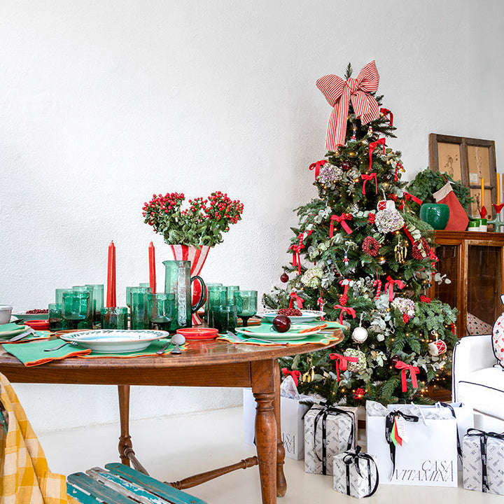 Juego de 6 vasos bajos de vidrio verde martillado pequeños