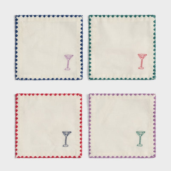 Servilletas cóctel 'ZigZag' bordadas