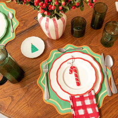 Juego de 6 vasos bajos de vidrio verde martillado pequeños