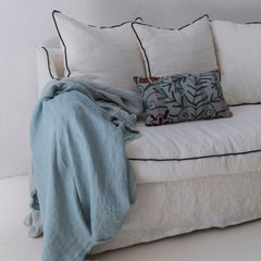 Plaid de lino lavado crepé color aqua 140x250