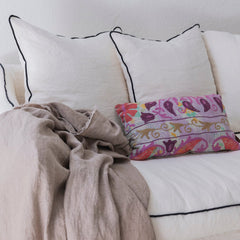 Plaid de lino lavado crepé color topo 140x250