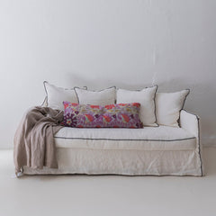 Plaid de lino lavado crepé color topo 140x250