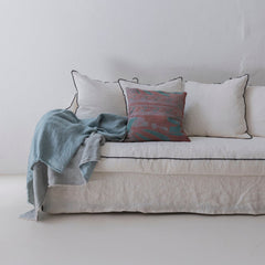 Plaid de lino lavado crepé color aqua 140x250