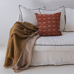 Plaid de lino lavado crepé color tabaco 140x250