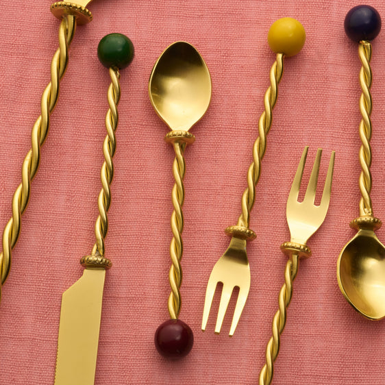 Set de 4 cucharas de postre multicolor