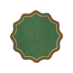 Juego de 2 individuales onditas verde con festones
