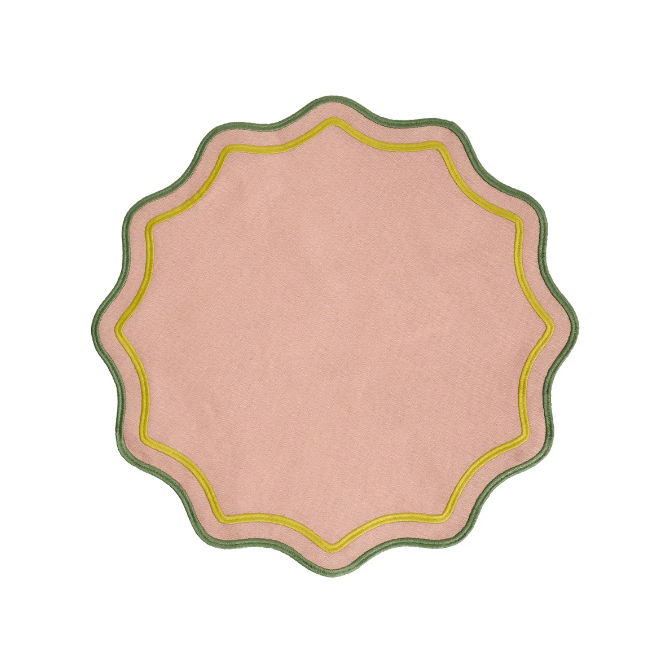 Juego de 2 individuales onditas rosa con festones
