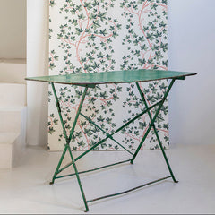 Mesa auxiliar rectangular de jardín, plegable en hierro verde