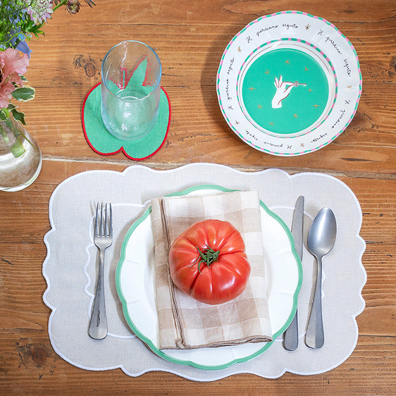 Plato llano onditas con filo verde