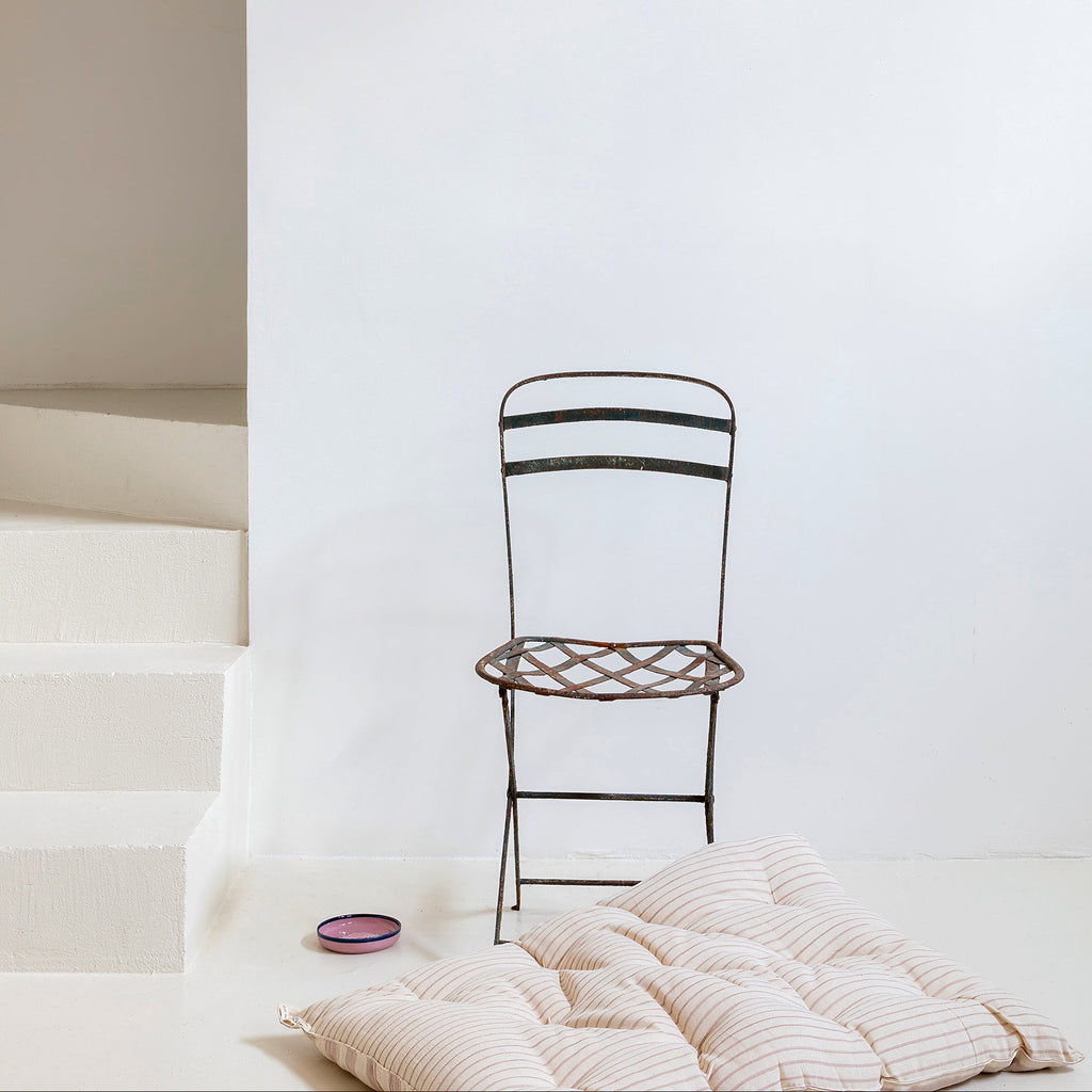 Colchoneta para perros y gatos de algodón de rayas rosa y crudo x Tensira