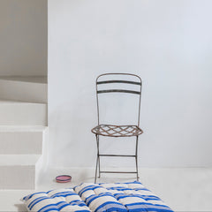 Colchoneta para perros y gatos de algodón de rayas azul índigo y crudo x Tensira