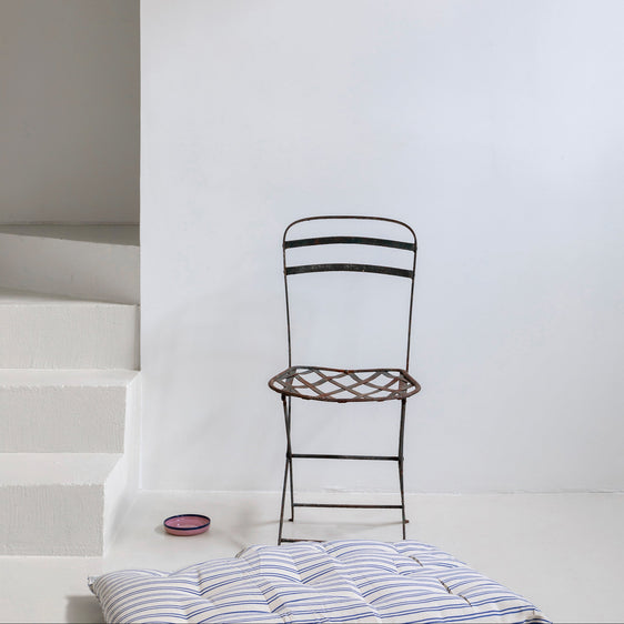 Colchoneta para perros y gatos de algodón de rayas azul índigo y crudo x Tensira