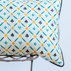 Cojín rectangular de naipes y rayas verde