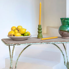 Mesa rectangular de madera y hierro verde agua
