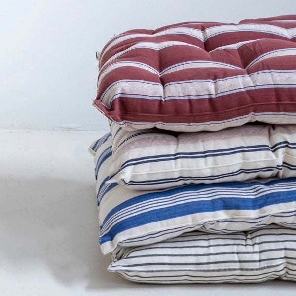 Cama para perros de algodón de rayas azul índigo y crudo x Tensira