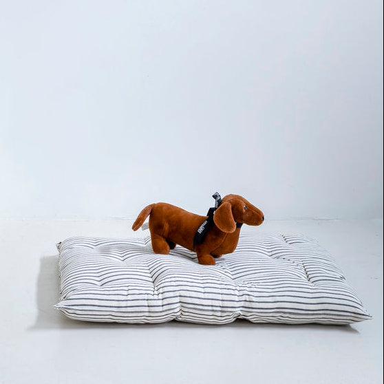 Cama para perros de algodón de rayas negro y crudo x Tensira