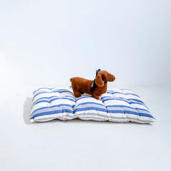 Cama para perros de algodón de rayas azul índigo y crudo x Tensira