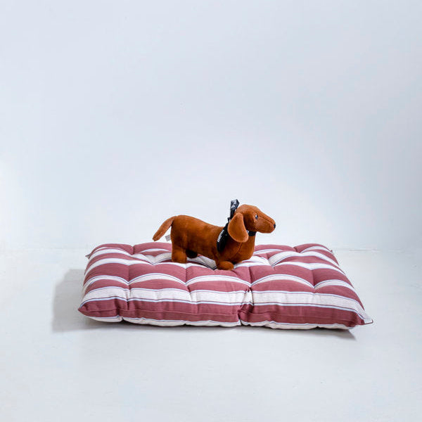 Cama para perros de algodón de rayas teja y azul x Tensira