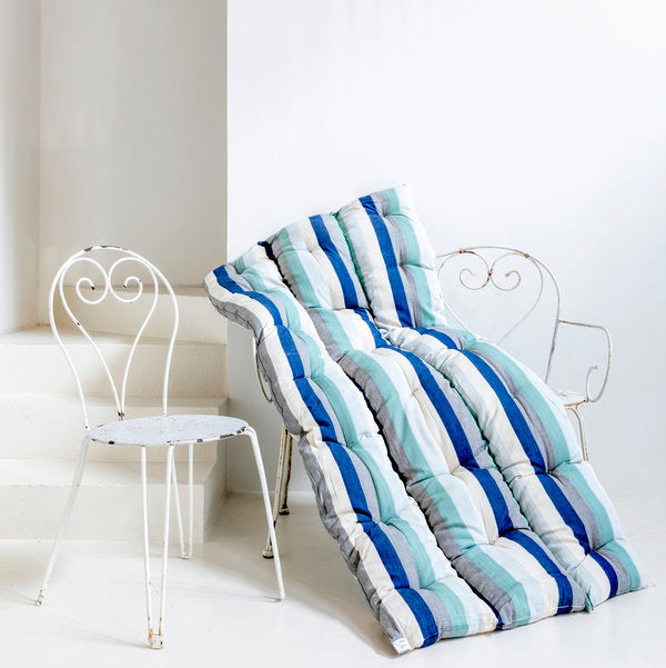 Topper de algodón de rayas turquesa, azul y negro x Tensira