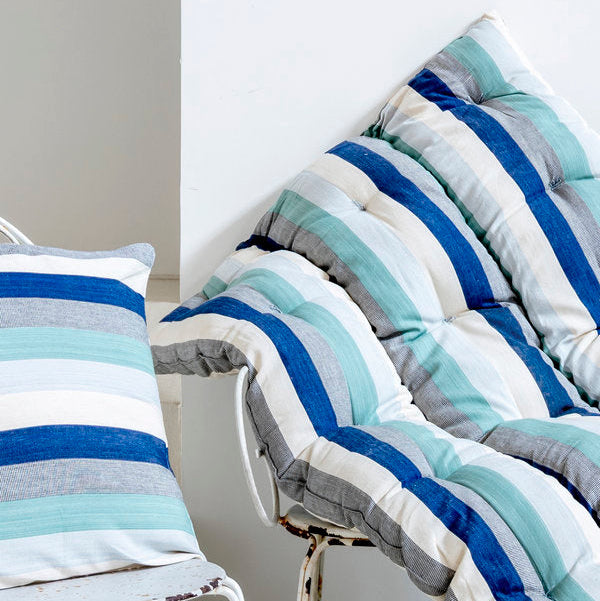 Topper de algodón de rayas turquesa, azul y negro x Tensira