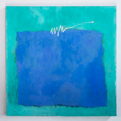 Cuadro óleo sobre lienzo 'Cosiendo el horizonte III' de Belén Conthe 100x100 cm